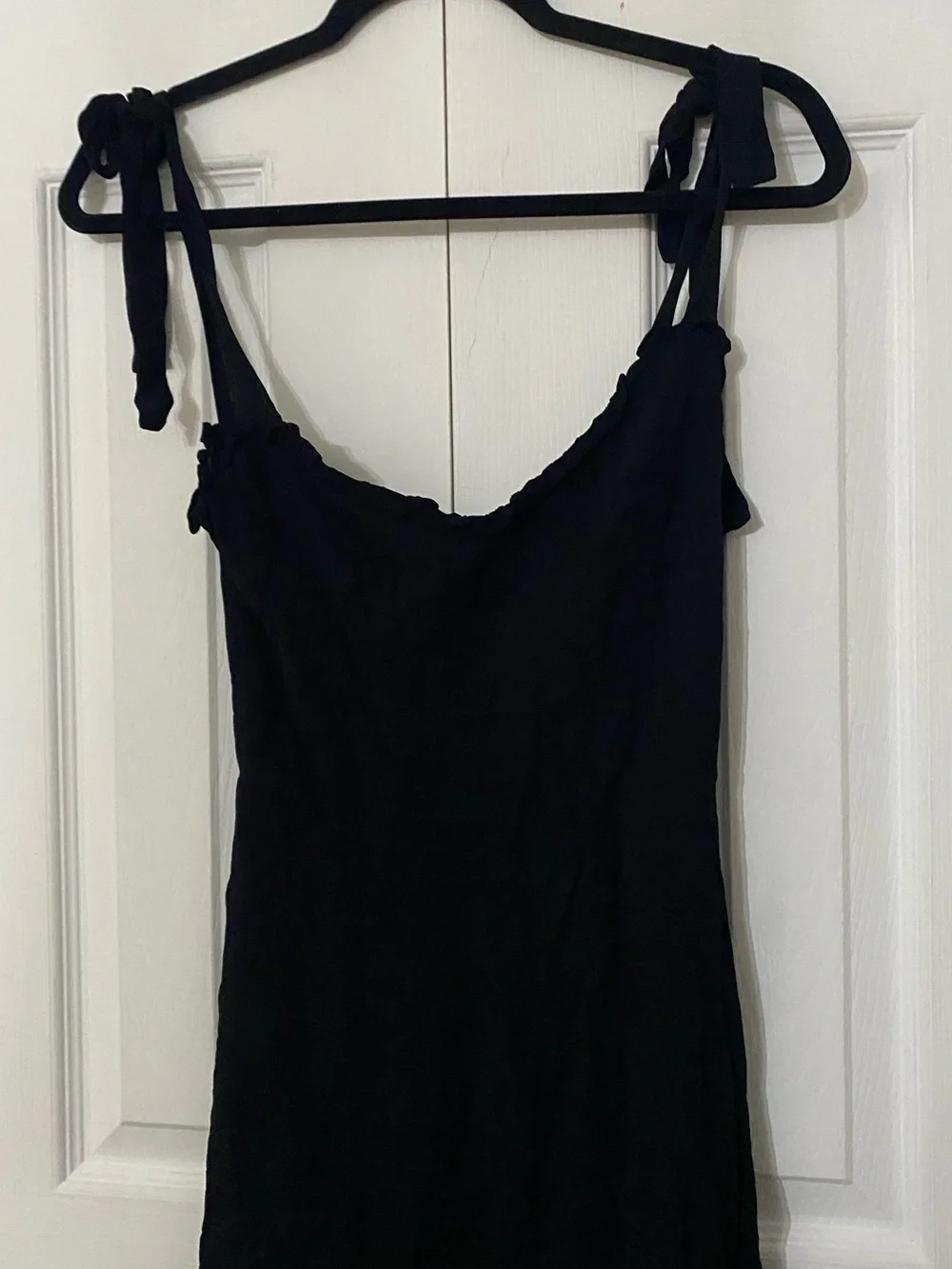 Reformation Black Tie-Shoulder Georgette Frill Hem Maxi Dress 4 - Picture 8 of 15